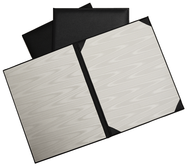 midnight blue and black leather diploma covers